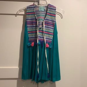 Judith March BOHO Tank with Stitching and Tassels from Anthropologie